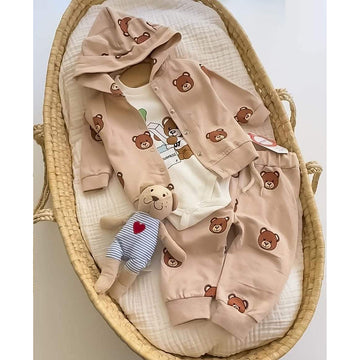 3-piece tracksuit set with bear bodysuit for boys beige Murat Baby 8963-13924