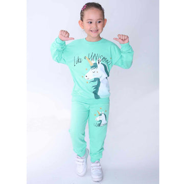 Tracksuit 2 pieces sweatshirt and pants girls green Stella Kids 914-71024