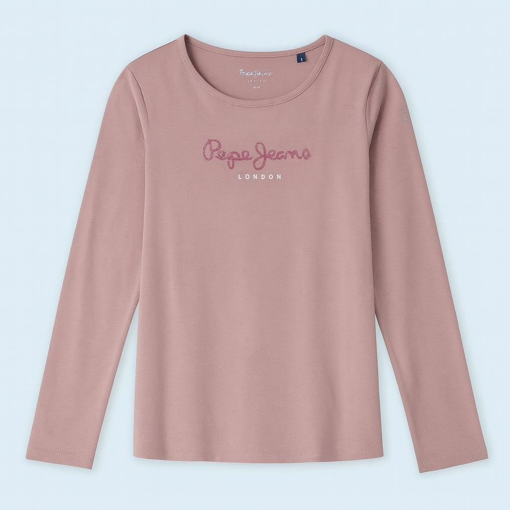 Pepe Jeans Koszulka z logo HANA GLITTER L/S junior dziewczyna PG501364-305 SOFT PINK