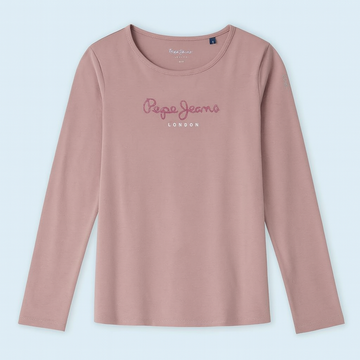 Pepe Jeans Koszulka z logo HANA GLITTER L/S junior dziewczyna PG501364-305 SOFT PINK
