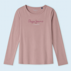 Pepe Jeans T-shirt with logo HANA GLITTER L/S junior girl PG501364-305 SOFT PINK