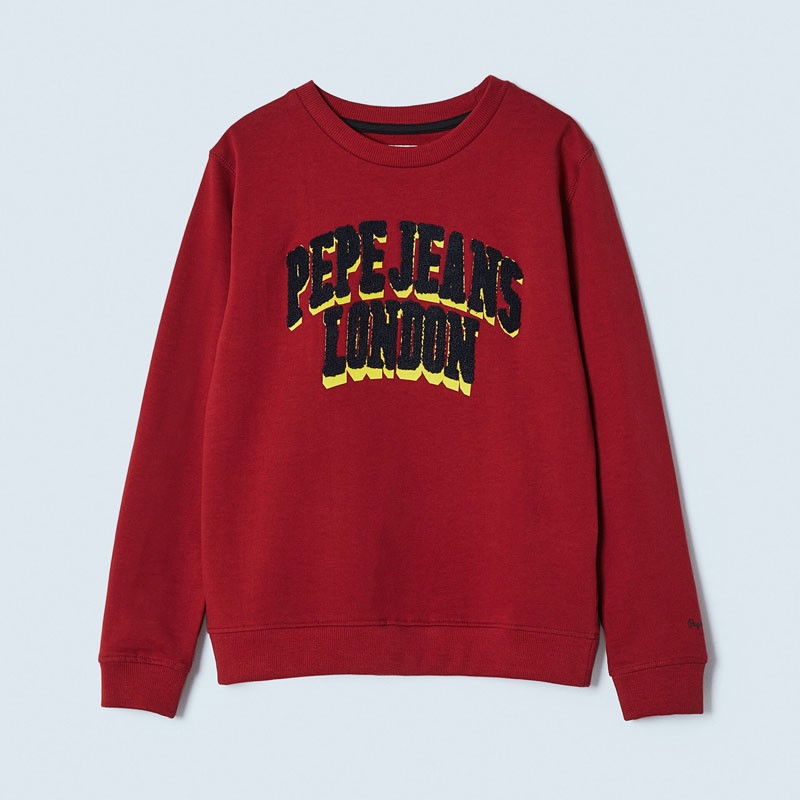 Pepe Jeans Bluza z literami 3d JAMESON junior chłopak PB581346-287 CURRANT -  - #tag1# - #tag2# - #tag3# - #tag4#