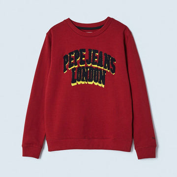 Pepe Jeans Bluza z literami 3d JAMESON junior chłopak PB581346-287 CURRANT -  - #tag1# - #tag2# - #tag3# - #tag4#