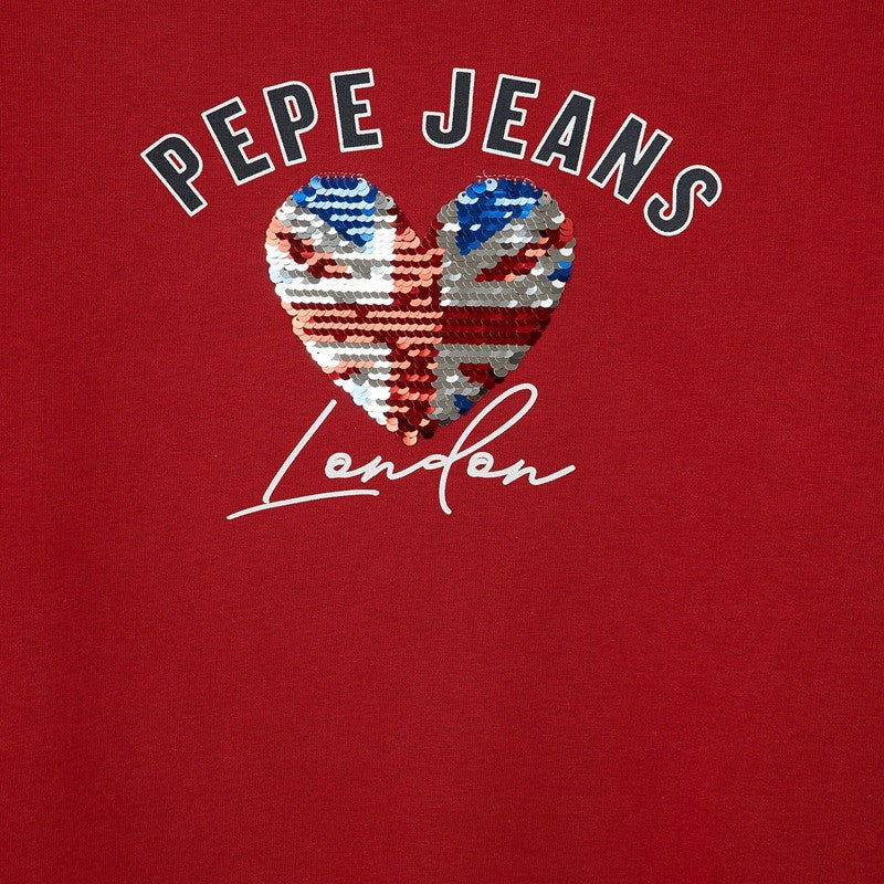 Pepe Jeans Bluza z sercem DANIELLE junior dziewczyna PG581191-274 WINTER RED -  - #tag1# - #tag2# - #tag3# - #tag4#