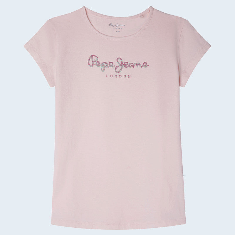 Pepe Jeans Koszulka HANA GLITTER S/S junior dziewczyna PG501567-315 różowy -  - #tag1# - #tag2# - #tag3# - #tag4#