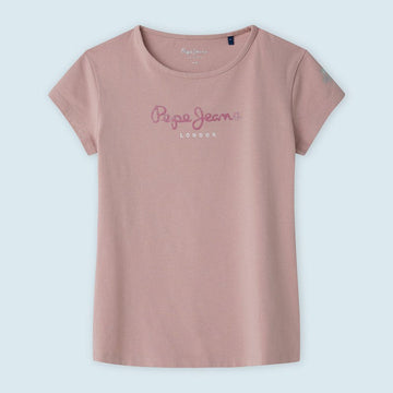Pepe Jeans Koszulka z logo HANA GLITTER L/S junior dziewczyna PG501364-305 SOFT PINK -  - #tag1# - #tag2# - #tag3# - #tag4#