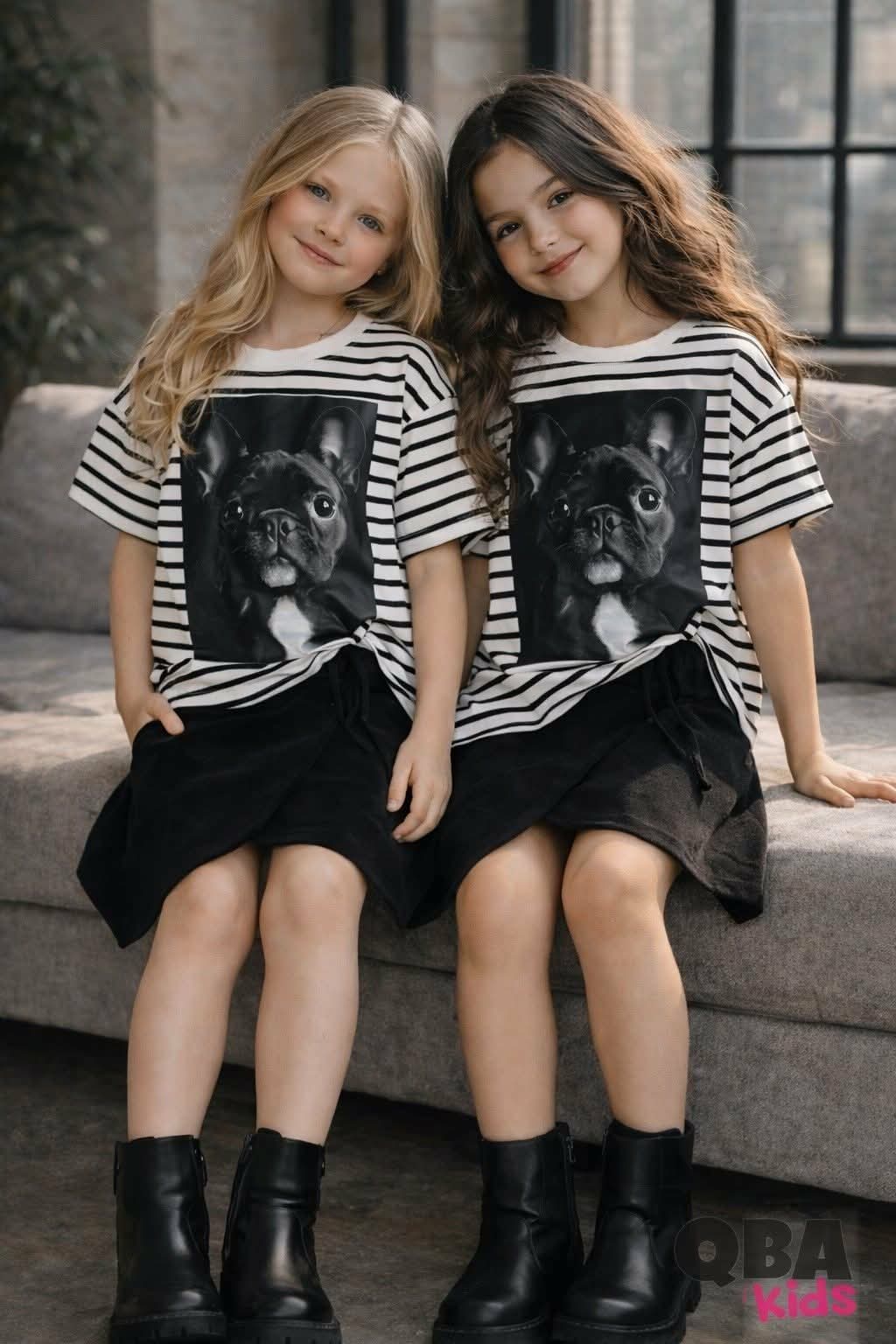 T-shirt z pieskiem dziewczęca biały Qba Kids 3134-5226-3