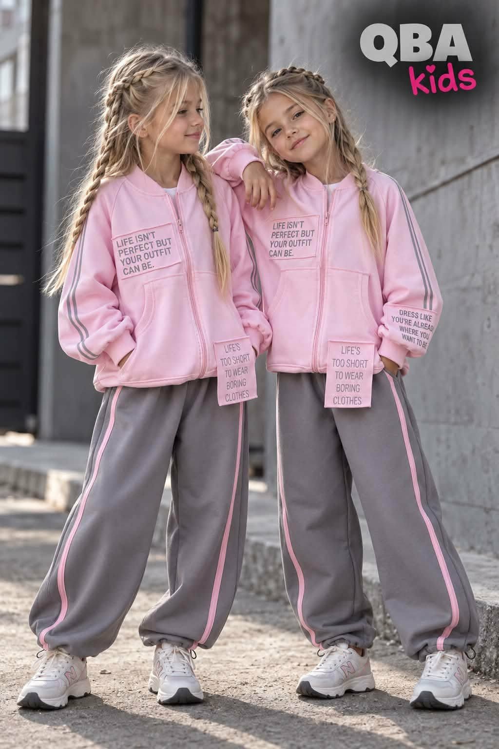 Bluza rozsuwana napisy dziewczynka róż QbaKids 9117-18926-40