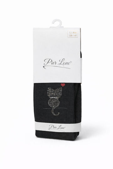 Rajstopy pachnące kotek cyrkonie dziewczęce czarny Pier Lone Pl-908-161225