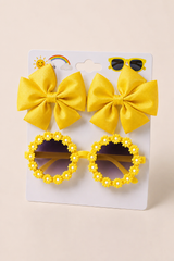 Zestaw 2 spinki i okulary dziewczęcy żółty KidsBows 6045-24526-50