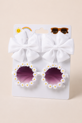 Zestaw 2 spinki i okulary dziewczęcy biały KidsBows 6045-24526-3