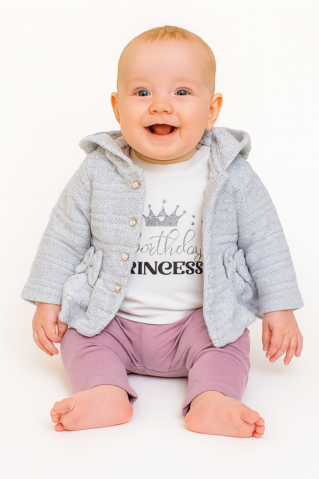 Komplet ze sweterkiem dziewczęcy popiel Arif Baby 1020-16725