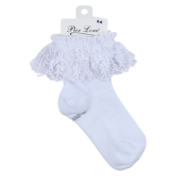 Mädchensocken weiß, Spitze, Pier Lone, P-1802-14425