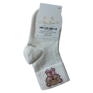 Pier Lone Cremefarbene Teddybär-Socken mit Duft für Mädchen P-2523-13525