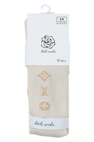 Rajstopy wzorek dziewczęce jasny beż Pier Lone Pl-1753-291025