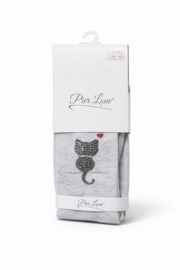 Rajstopy pachnące kotek cyrkonie dziewczęce szary Pier Lone Pl-908-161225-42