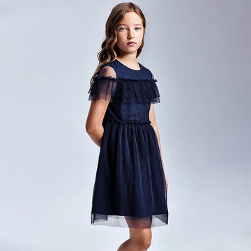 Tulle dress for girl Mayoral 6923-10 Navy blue