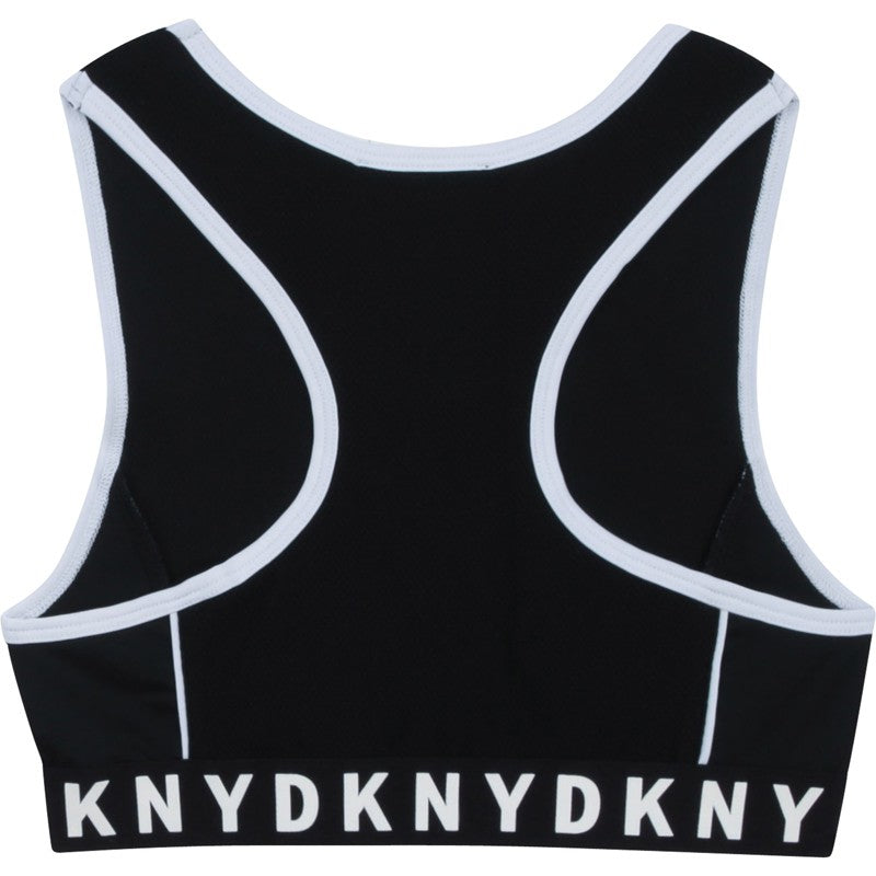 Top sportowy dziewczęcy DKNY D35R19-09B kolor czarny