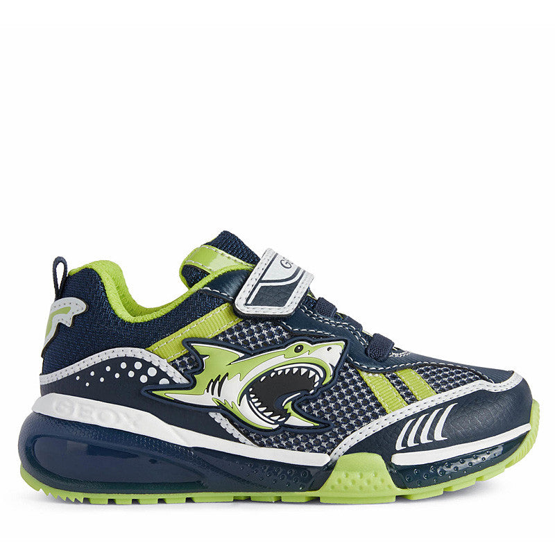 Boys' luminous sneakers Geox J25FEA-014BU-C0749 navy/lime color