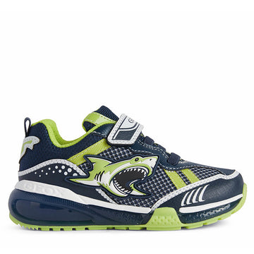 Boys' luminous sneakers Geox J25FEA-014BU-C0749 navy/lime color