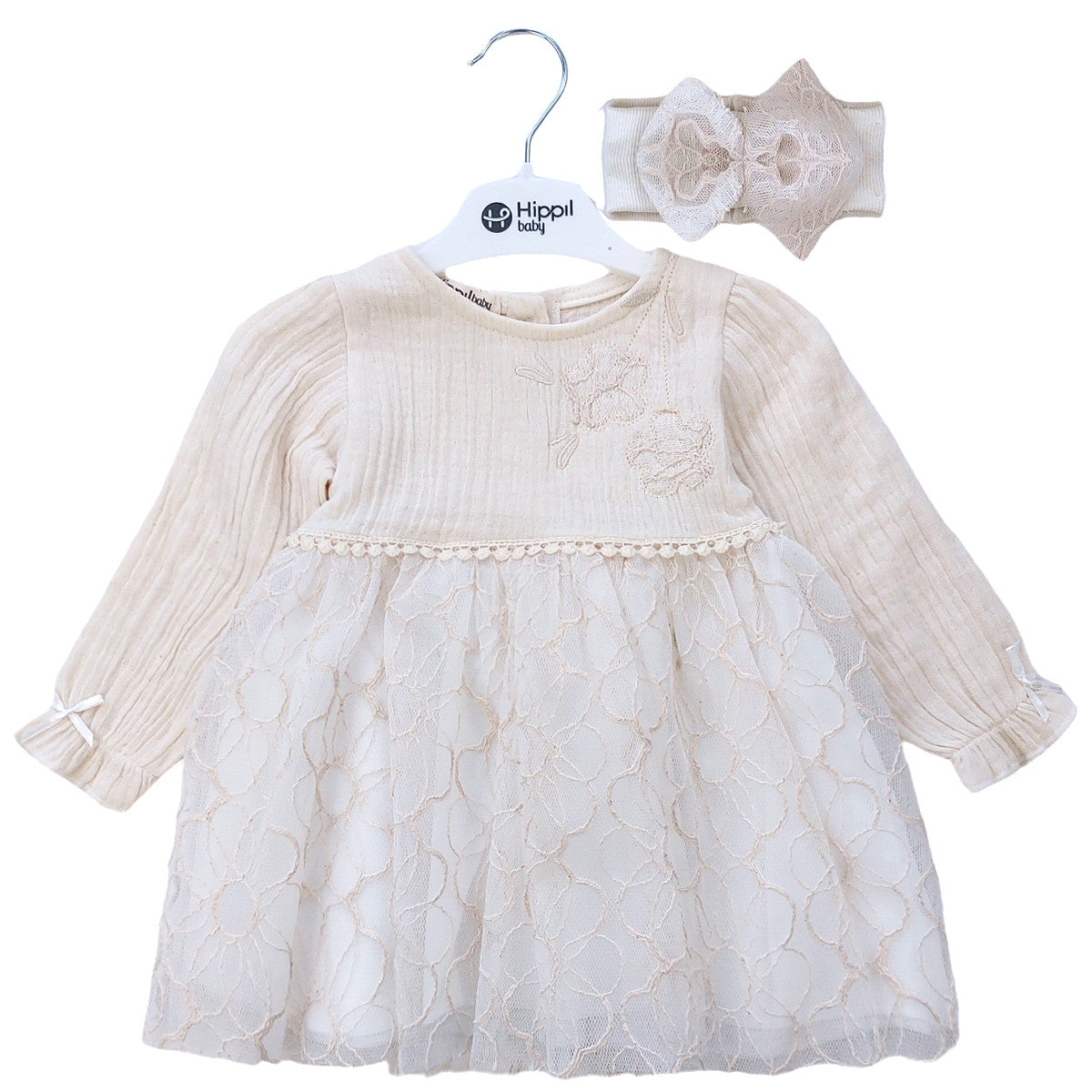 Dress with headband girl cream 6064-13324 GKMOD