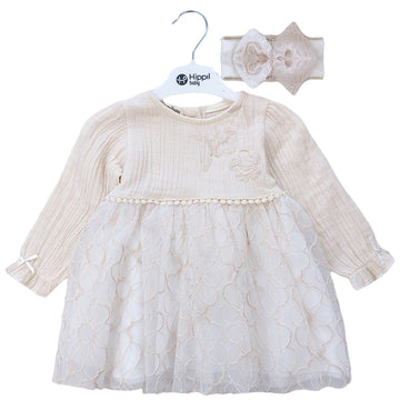 Dress with headband girl cream 6064-13324 GKMOD