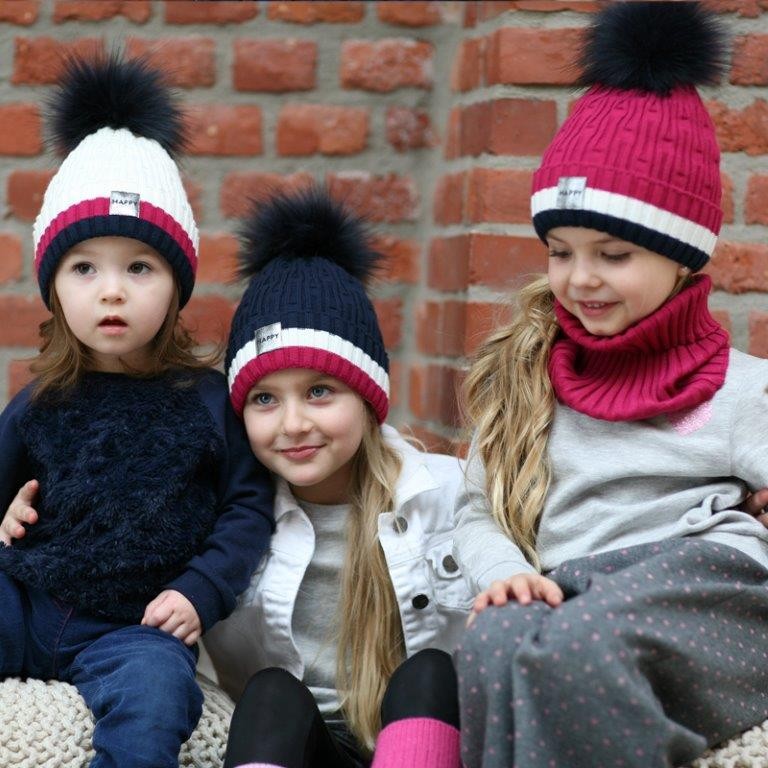 Pupill girl's hat with pompom VARIO navy blue