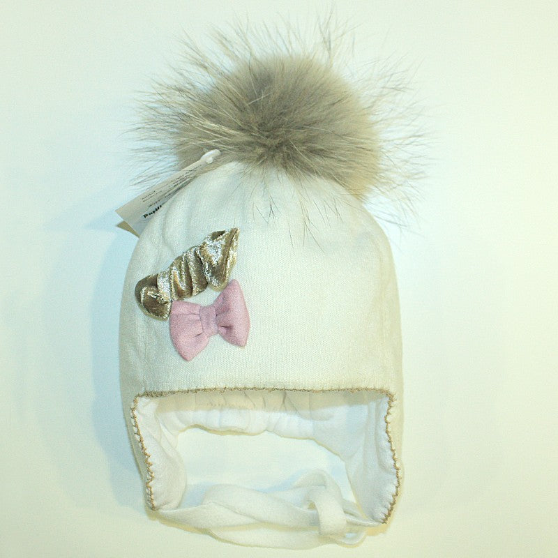 Pupil hat Caren with Raccoon color cream/pink