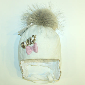 Pupil hat Caren with Raccoon color cream/pink