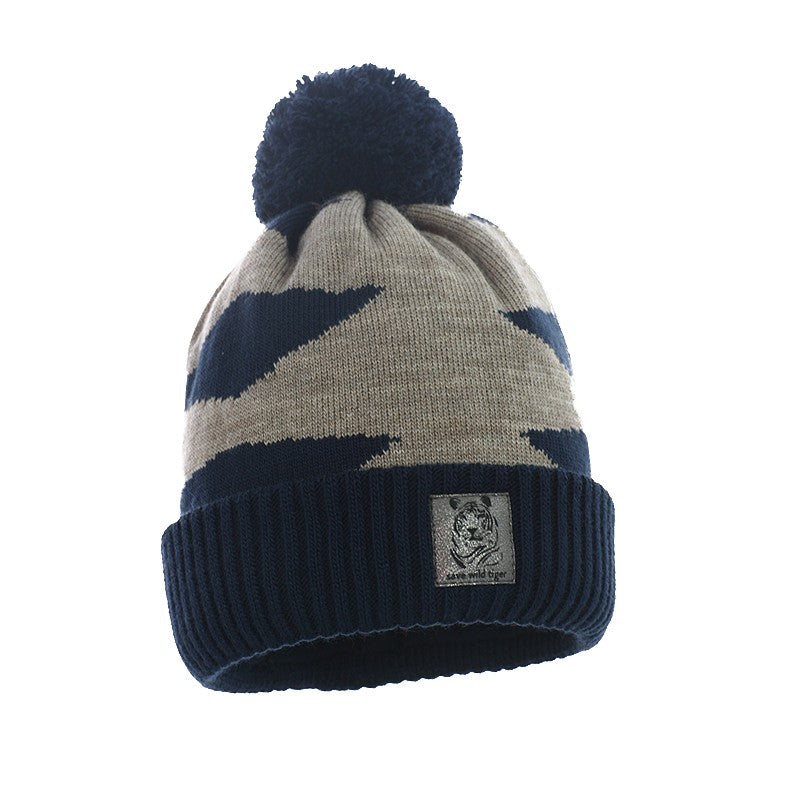 Pupill boy's hat with pompom SYBERIAN beige/navy blue