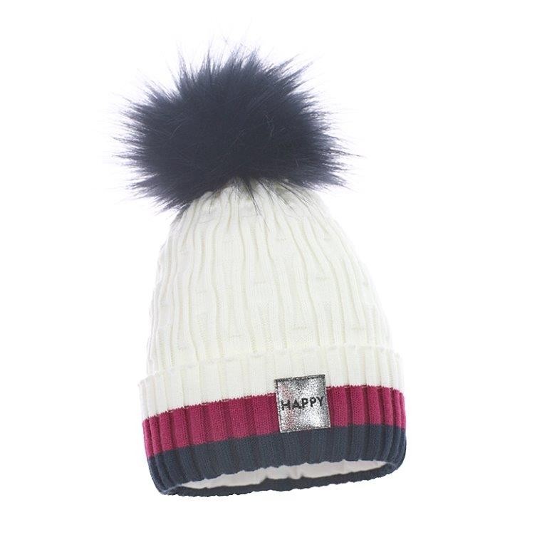 Pupill girl's hat with pompom VARIO cream