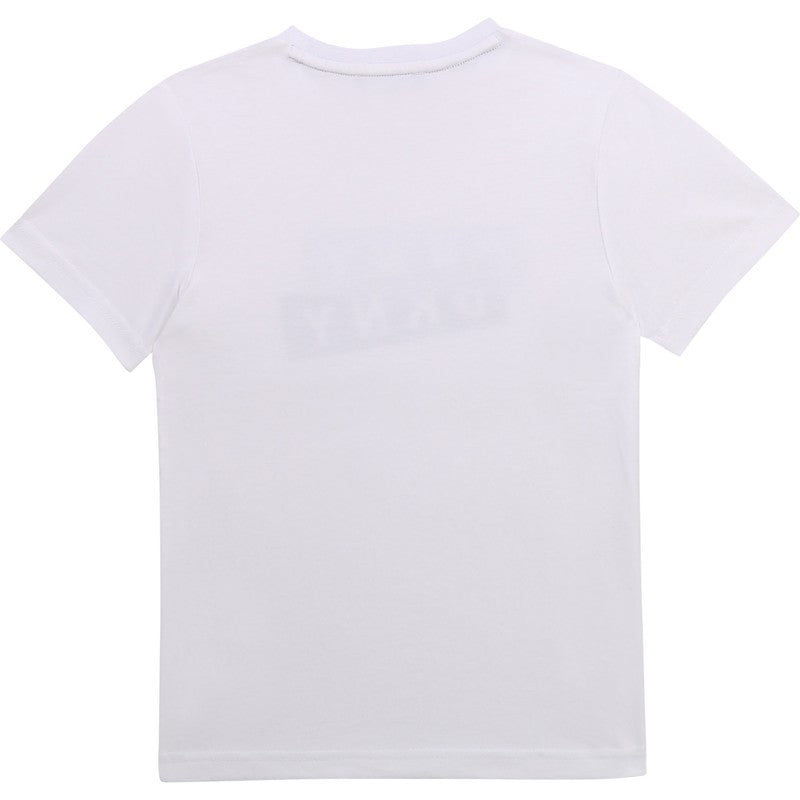 T-shirt dla chłopców DKNY D25D27-10B kolor biały