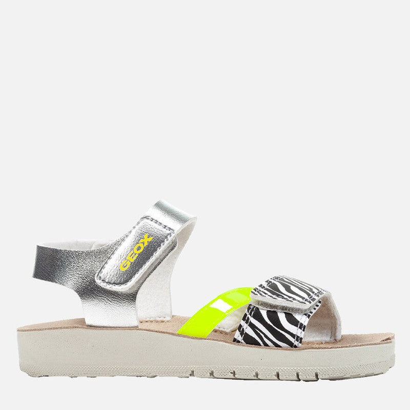 Geox J15EAC-004BN-C0598 Girls' Sandals Silver/Yellow