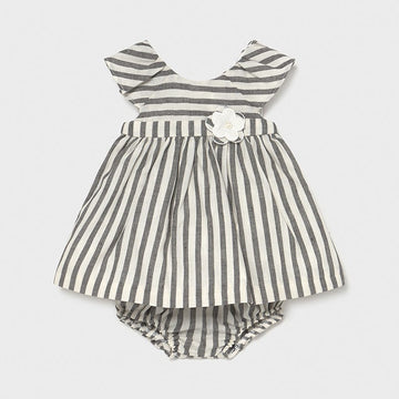 Mayoral 1825-32 Girls Striped Dress Black