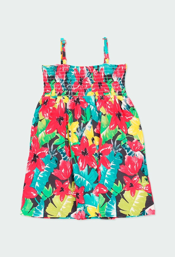 Printed dress for girls Boboli 824396-9727 color red/green