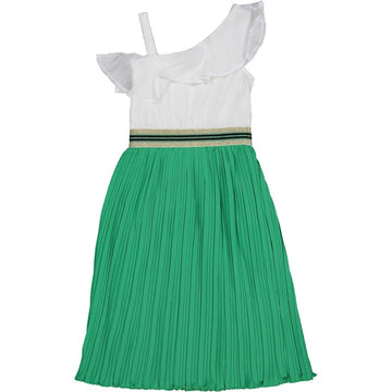 pleated dress for girls Birba&amp;Trybeyond 25577-25P color white/green