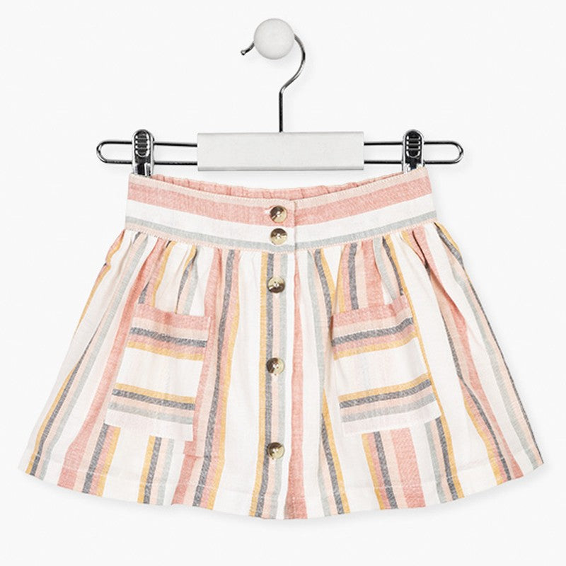 Girls' striped linen skirt Losan 116-7062AL-718 color Pink