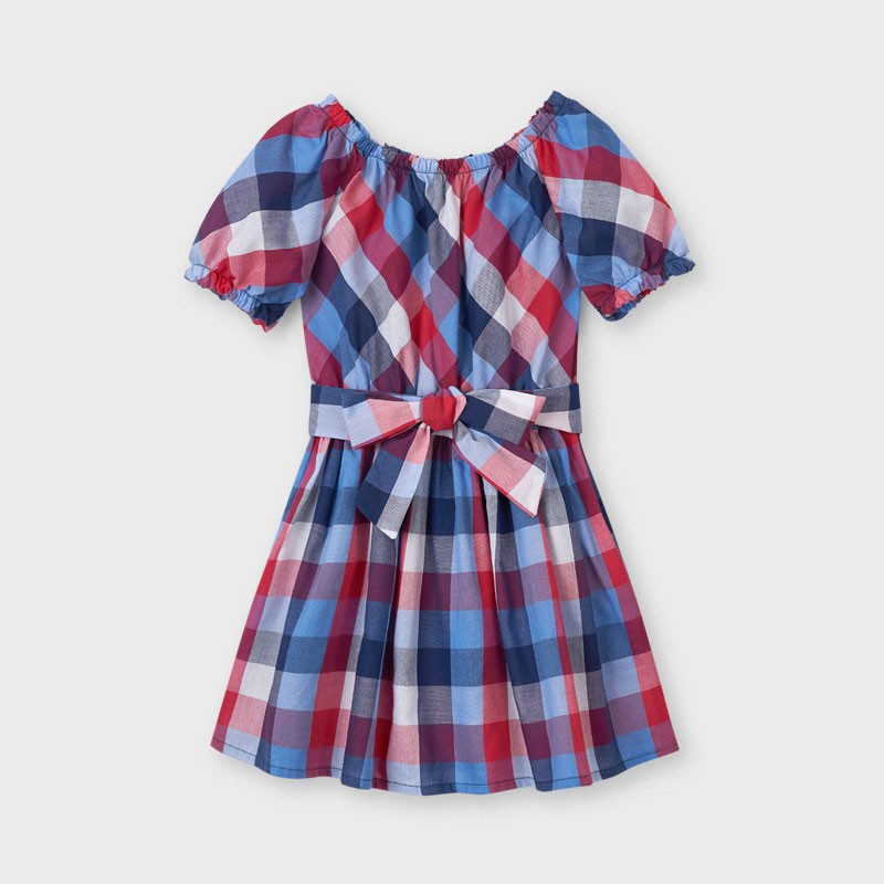 Mayoral 3948-3 red/blue checkered dress for girls