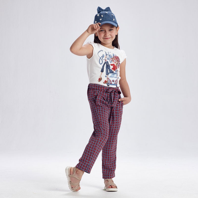 Girls' printed trousers Mayoral 3558-3 Red