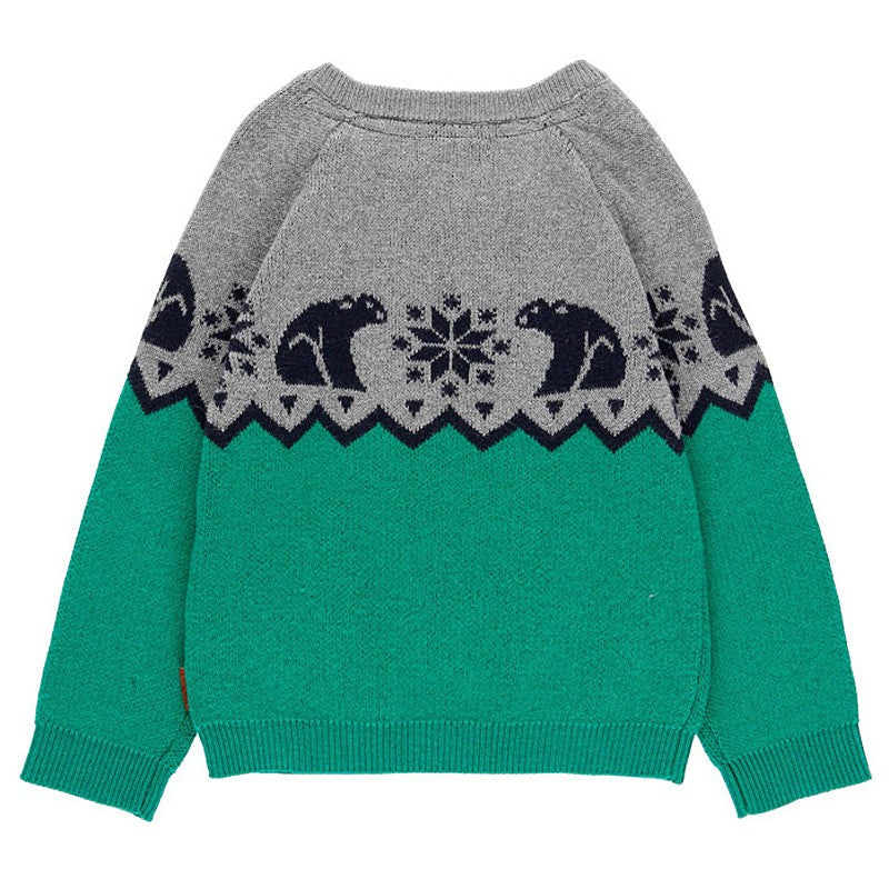 Sweter z dzianiny dla chłopca Boboli 718219-4477 zielony