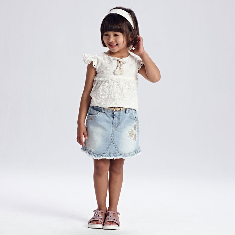 Denim skirt for girls Mayoral 3904-37 Light blue