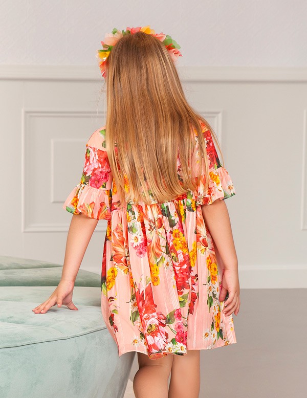 Elegant floral dress for girls Abel &amp; Lula 5036-46 pink