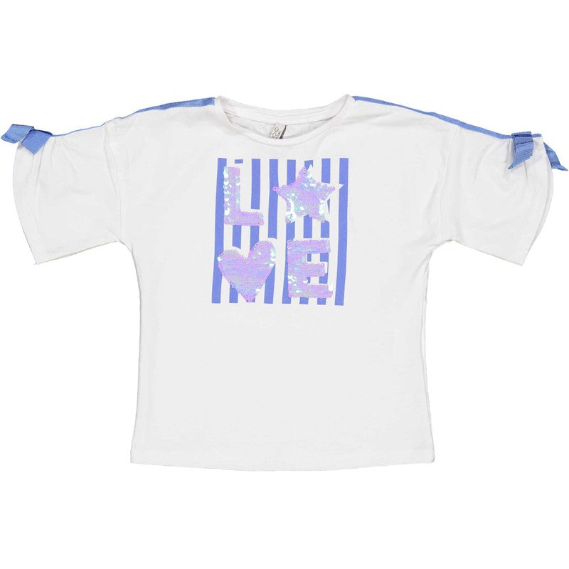 t-shirt with sequins for girls Birba&amp;Trybeyond 24415-15A white