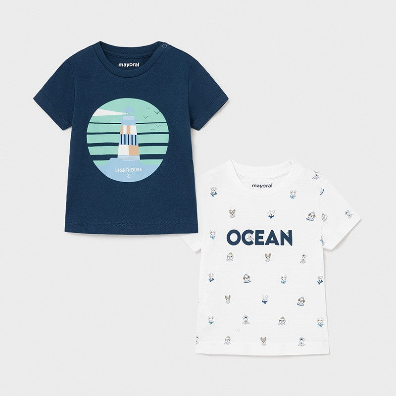 Set of 2 printed T-shirts for boys Mayoral 1008-18 Navy blue