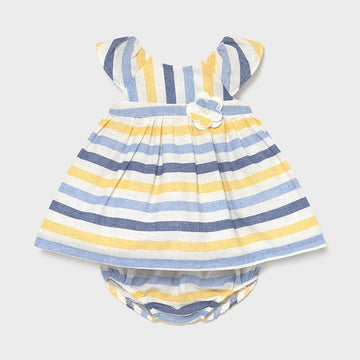 Mayoral 1825-34 Girls Striped Dress Yellow