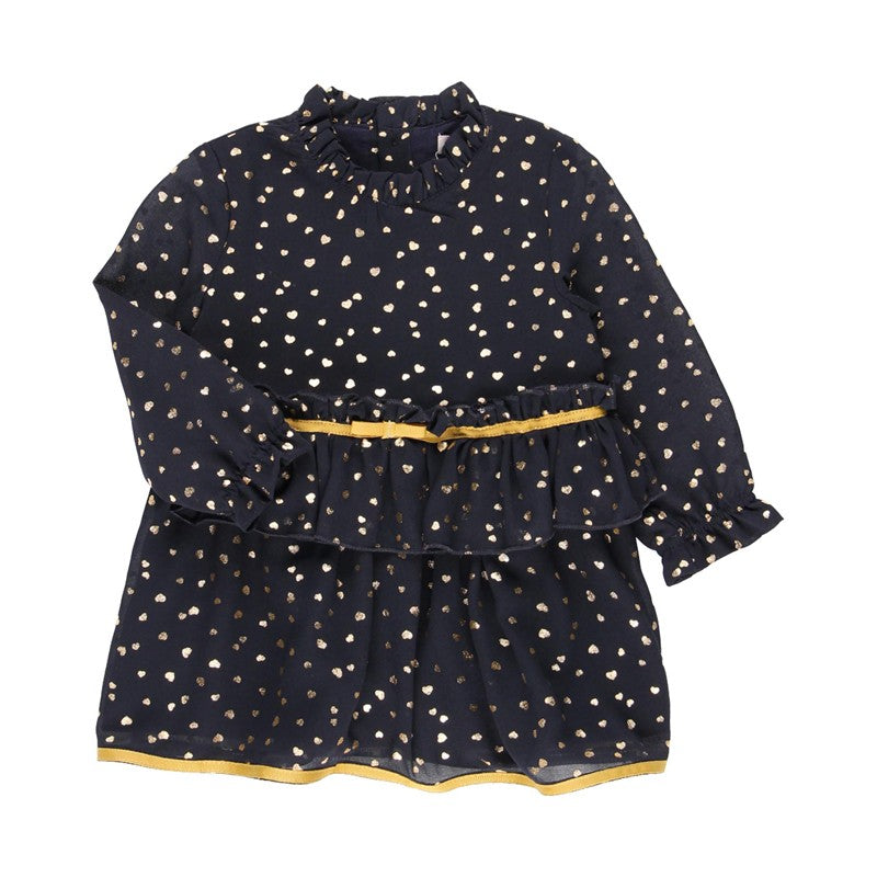 Baby Boboli 701132-9437 heart-shaped dress for girls, navy blue