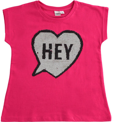 T-SHIRT with sequins for girls iDO J857-2355 color fuchsia