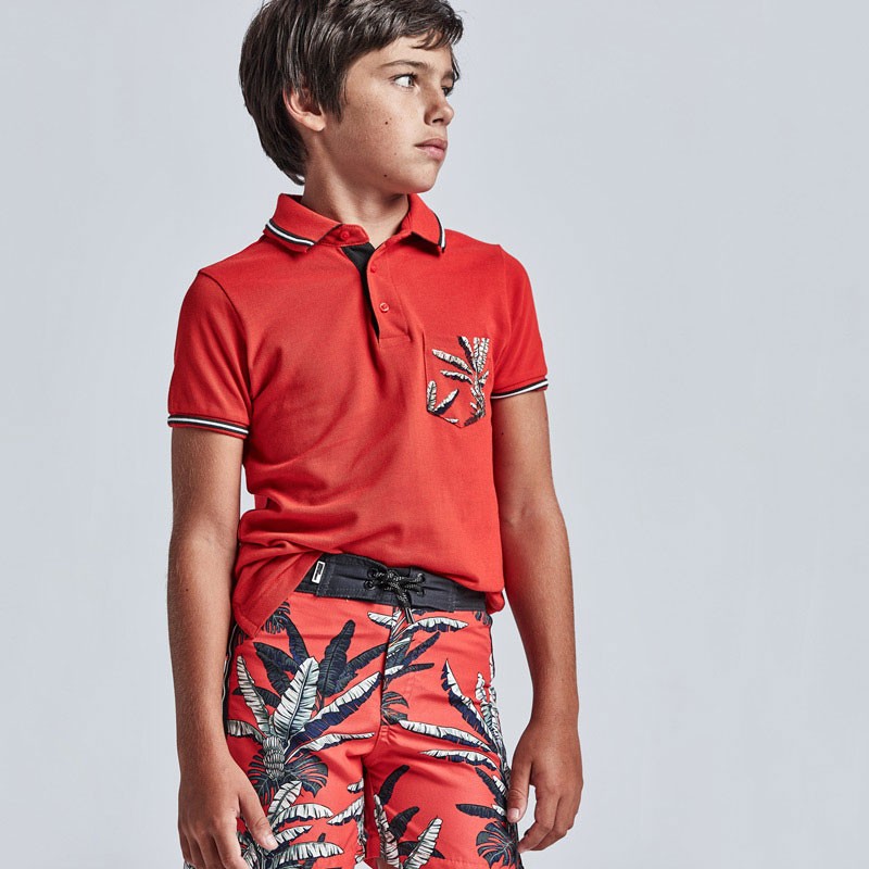 Boys Polo Shirt with Pocket Mayoral 6108-87 Red