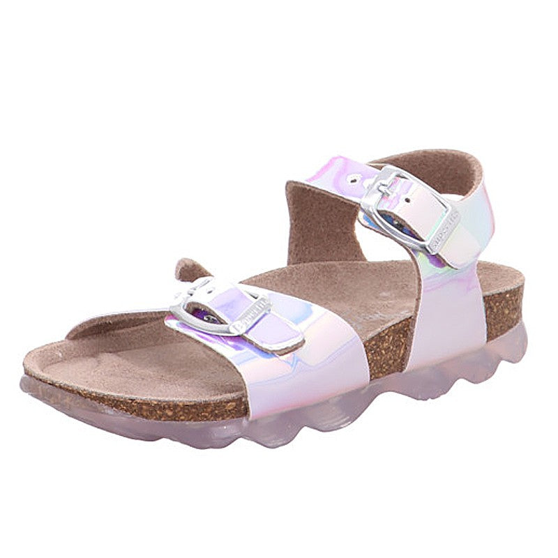 Girls' patent sandals Superfit 1-000127-1000 silver color