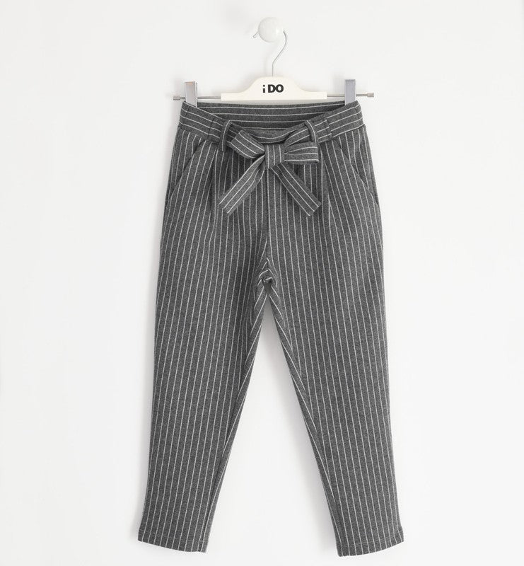 Girls' striped trousers iDO 1981-8445 grey-silver